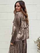 Current Air | Astrid Tiered Metallic Top | Sweetest Stitch Boutique