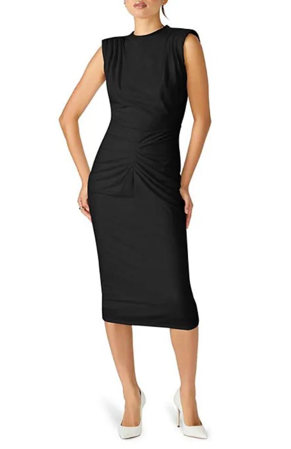 blue dress for baby girl Steve Madden Monika Mock Neck Sleeveless Sheath Dress, Womens, 2, Black
