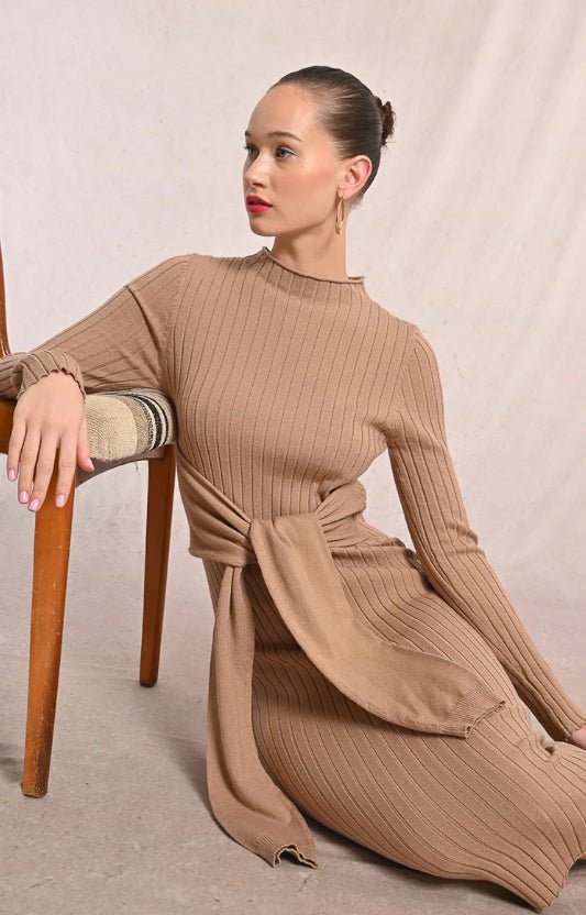 knit midi dress beige Knitted Midi Dress Beige – Shoptiques