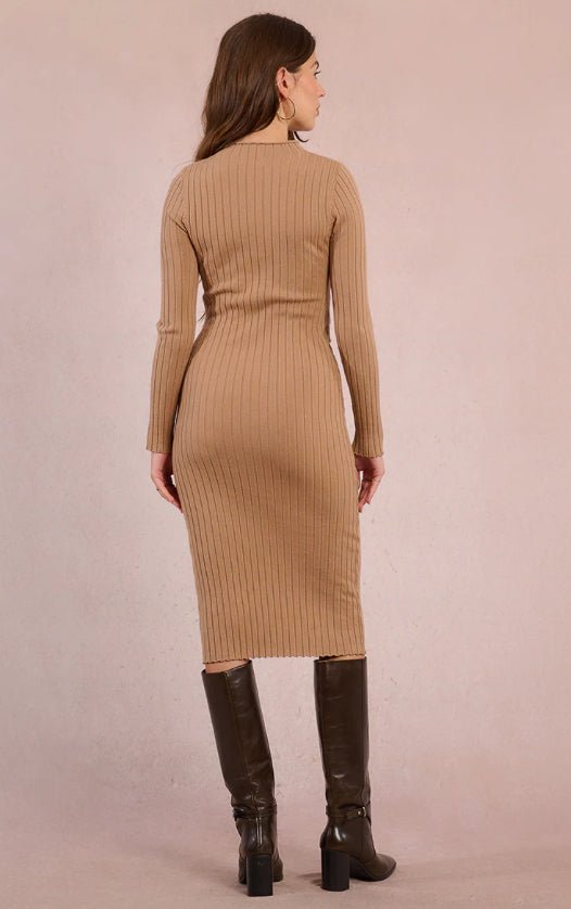 Knitted Midi Dress Beige – Shoptiques