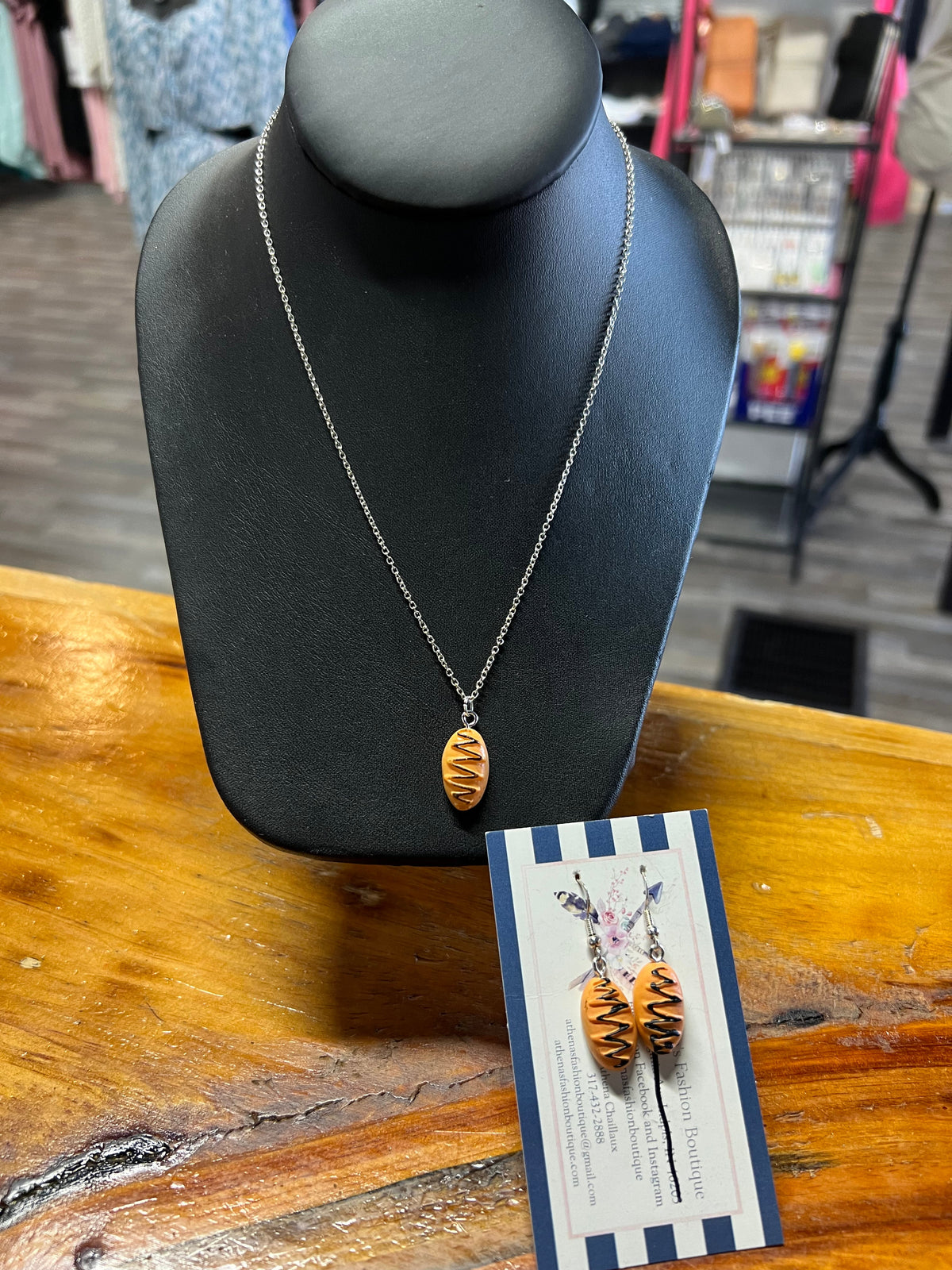 Bread with Chocolate Drizzle .925 Sterling Silver necklace - Athena's Fashion Boutique
