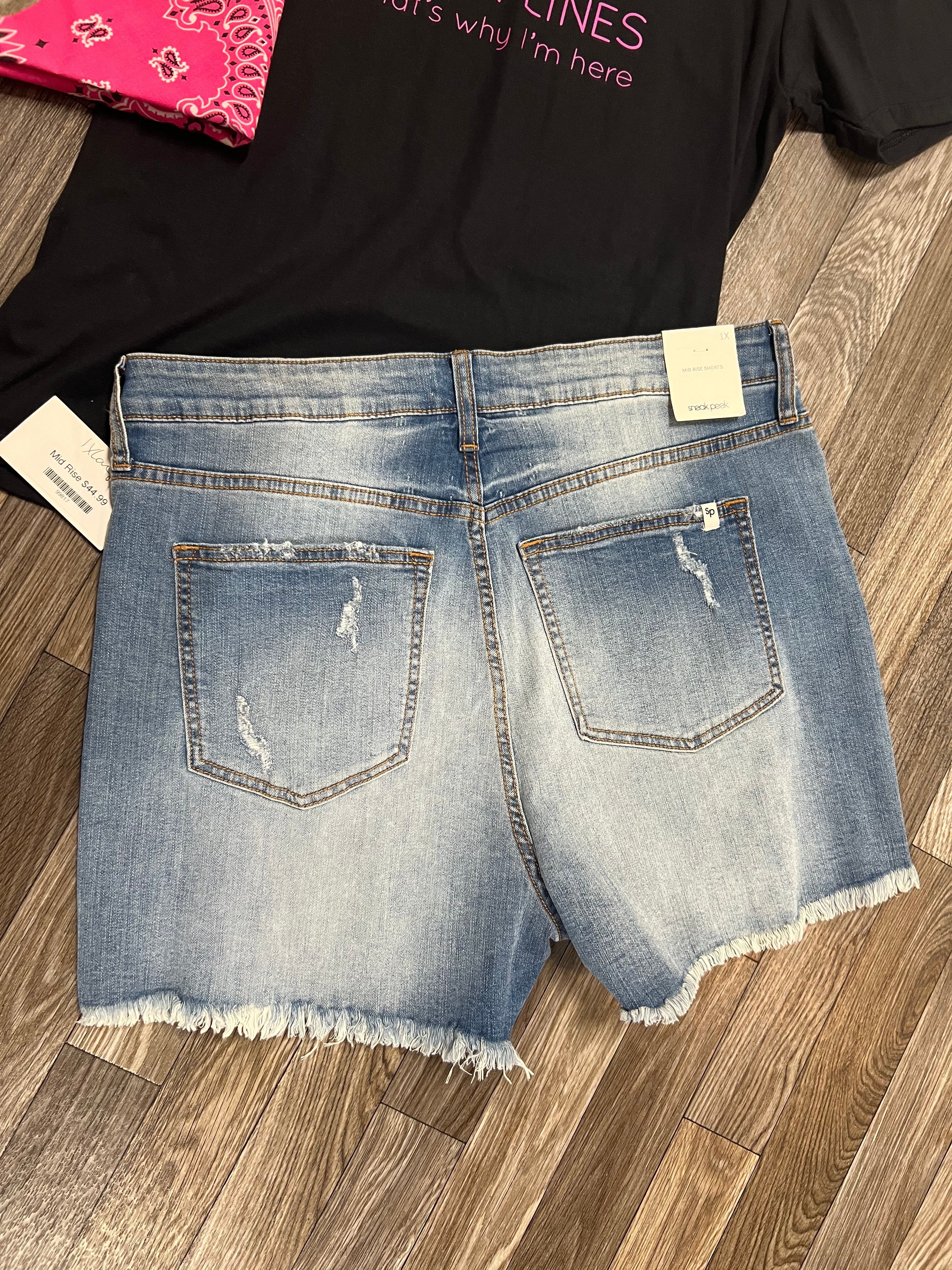 Plus Size SneakPeek Distressed Denim Shorts