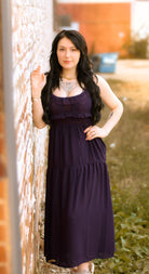 Purple Spaghetti tie strap maxi dress