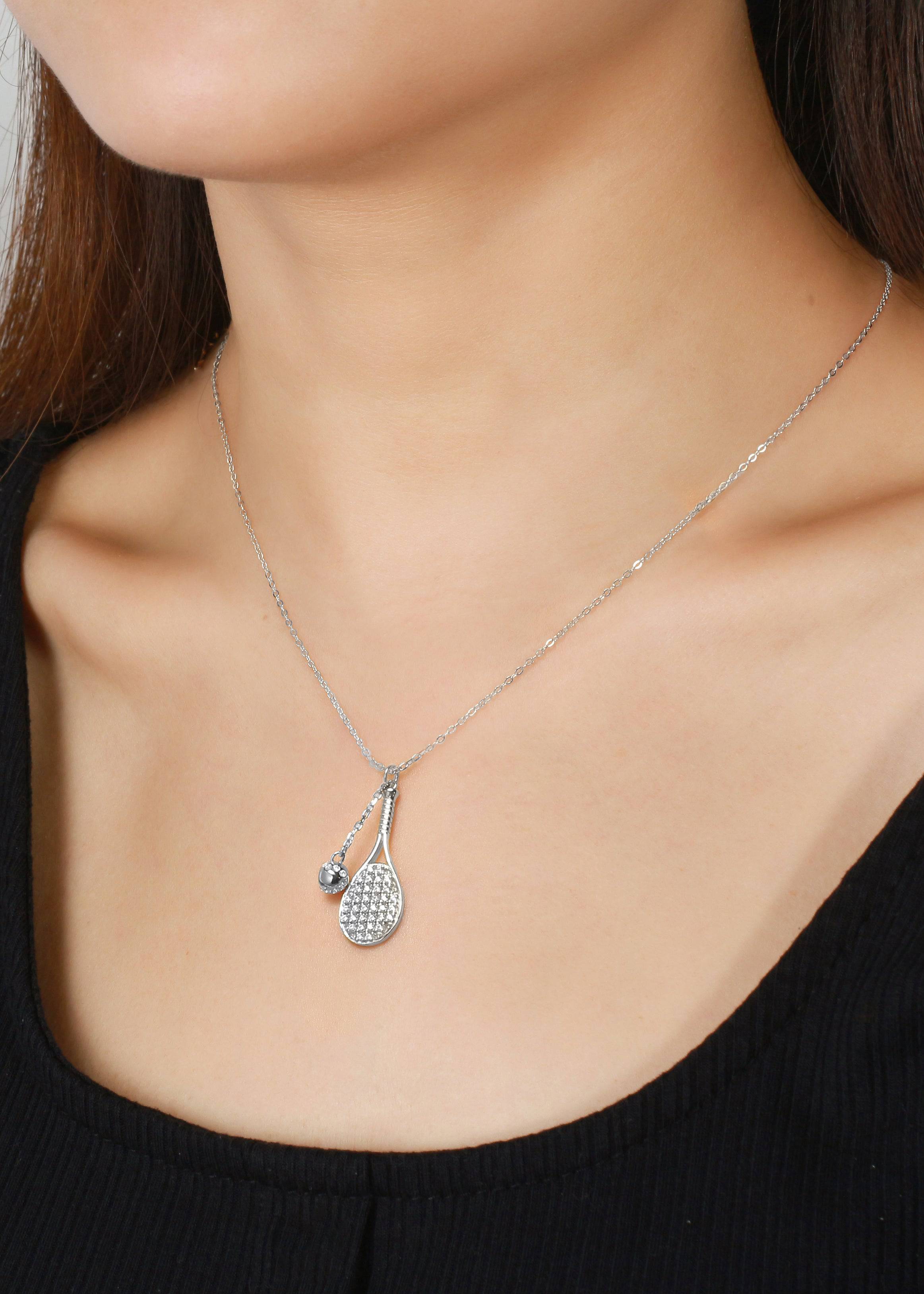 LoveMatch Tennis LOVE Bling Dainty Chain Silver Necklace