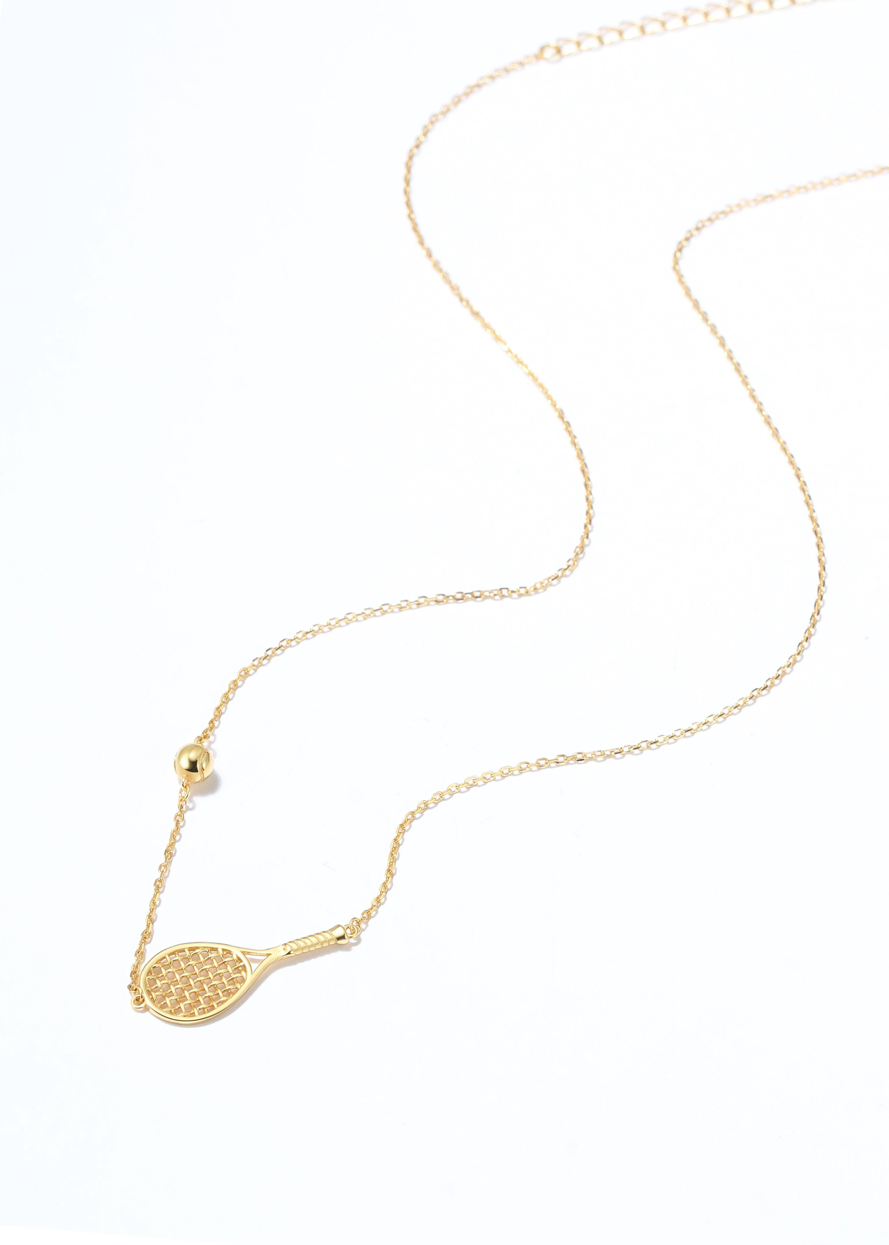 LoveMatch Tennis Ace Racket and Ball Gold Necklace