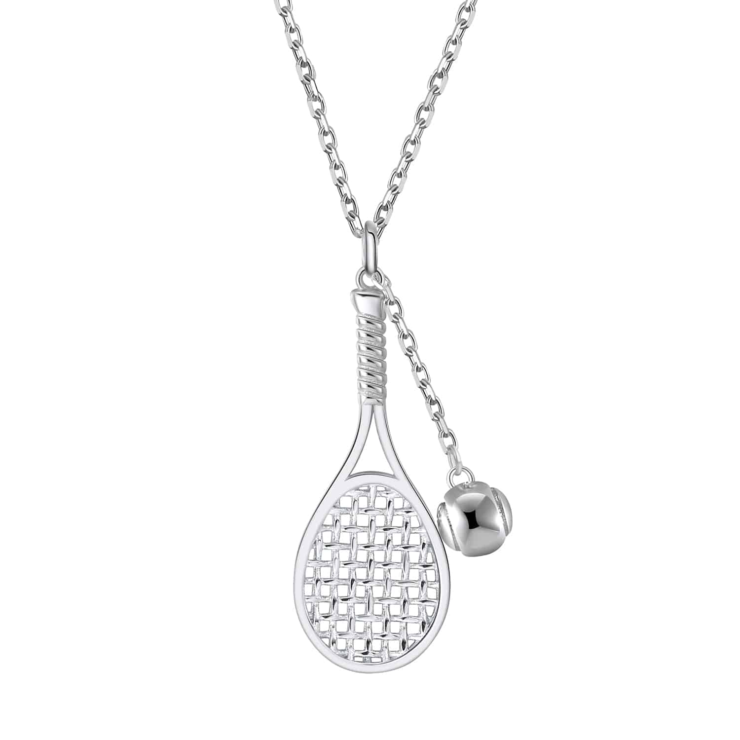 LoveMatch Tennis LOVE Racket & Ball Silver Necklace