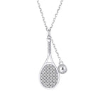 LoveMatch Tennis Modern LOVE Racquet & Ball Silver Necklace