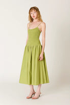 Nia the Brand | Chandler Smocked Bodice Midi Dress | Sweetest Stitch