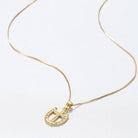 FINE Rider's Prayer Solid Gold Mini Horseshoe with Cross Necklace 14K
