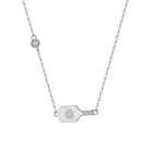 Pickleball Dainty Dinker Flower Paddle Silver Necklace