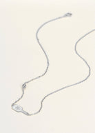 Pickleball Dainty Dinker Crystal Flower Paddle and Ball Silver Necklace