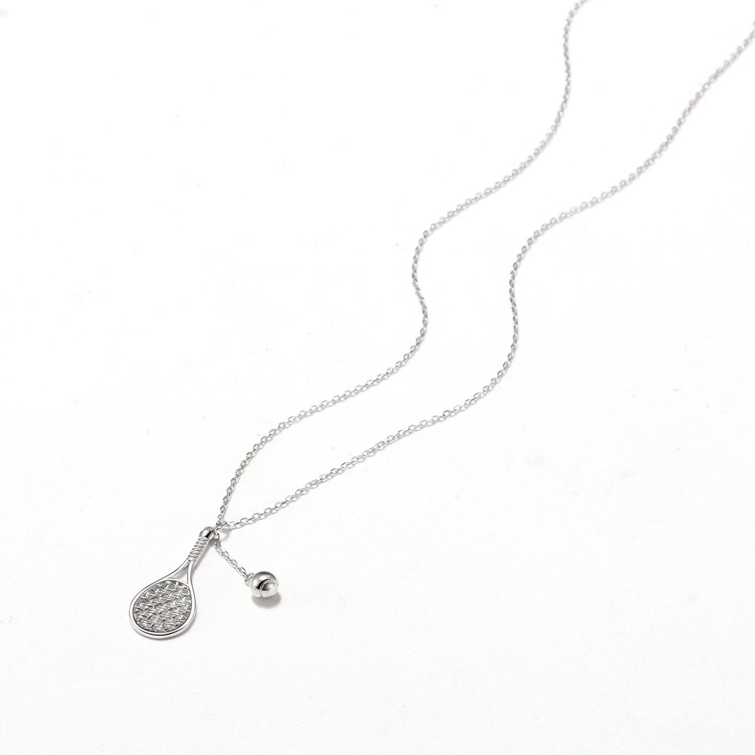 LoveMatch Tennis LOVE Racket & Ball Silver Necklace