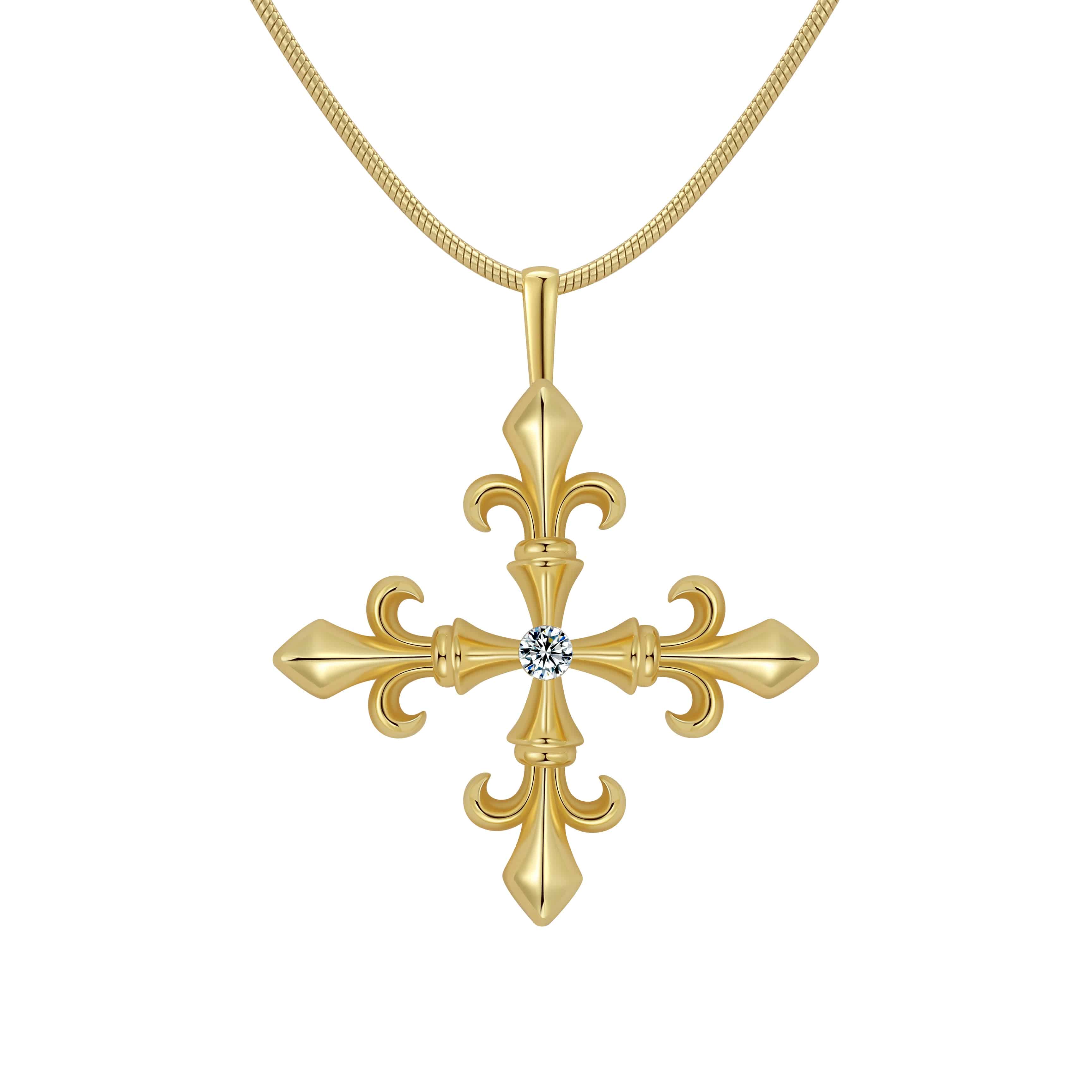 Saints Fleur Madrigal Cross Necklace in Gold