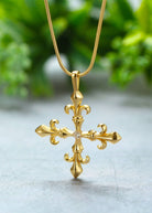 Saints Fleur Madrigal Cross Necklace in Gold