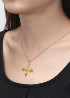 Saints Fleur Madrigal Cross Necklace in Gold