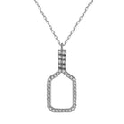 Pickleball Belle Volley FINE Necklace Solid 14k White Gold with Diamonds