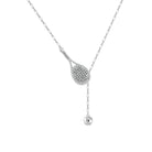 LoveMatch Tennis Lariat Bling Racket and Ball Necklace Silver