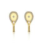 LoveMatch Tennis Racquet Bling Stud Earrings Gold