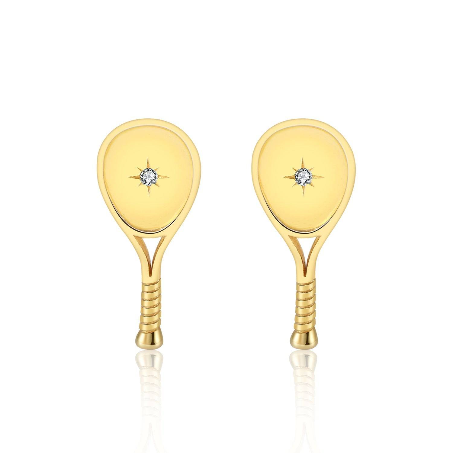 LoveMatch Tennis Racquet Stud Earrings Gold