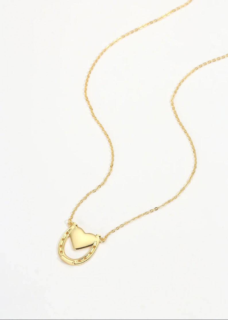 Saints Capture My Heart Horseshoe Necklace Gold