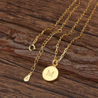 Saints Dainty Fancy M Initial Pendant Necklace