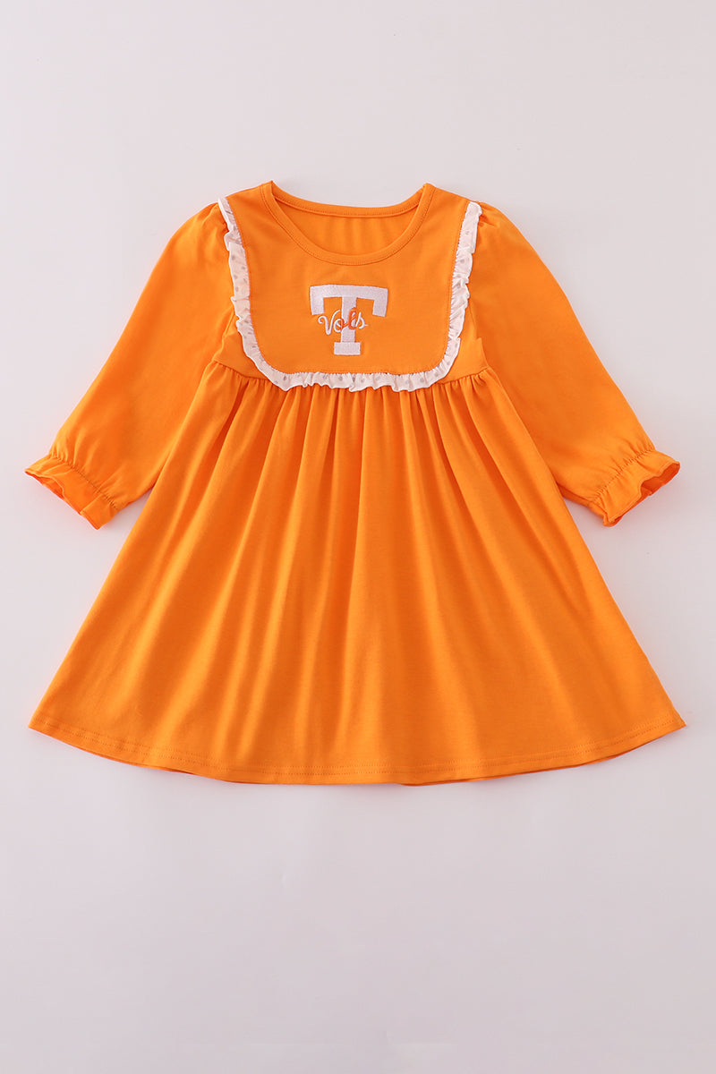 Orange Tennessee go vols embroidery ruffle dress 12 Months Orange Tennessee go vols embroidery ruffle dress 12 Months