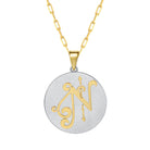 Saints & Saviors Fancy Initial Pendant Necklace gold letter N on silver disc