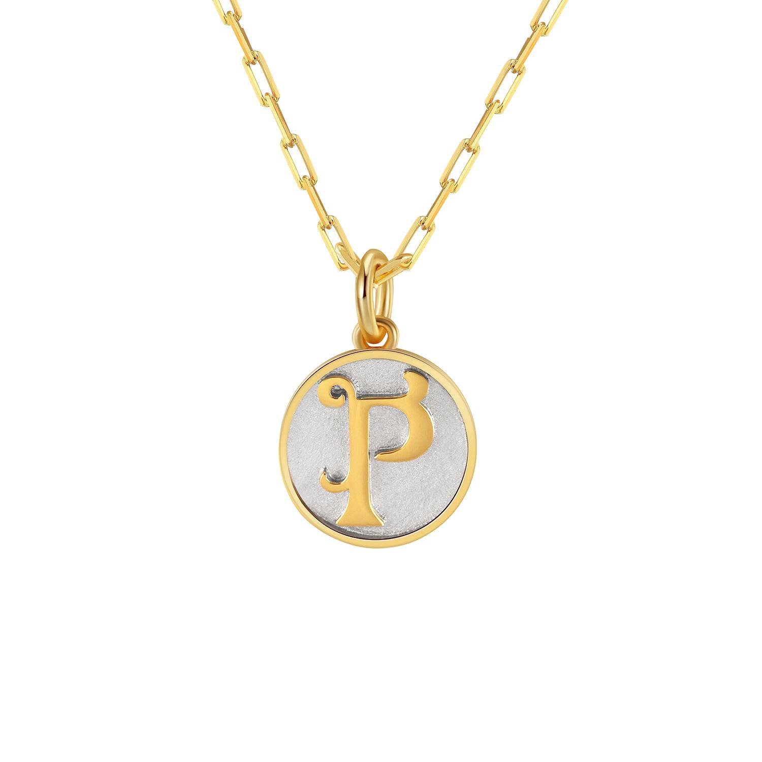 Saints Dainty Fancy P Initial Pendant Necklace