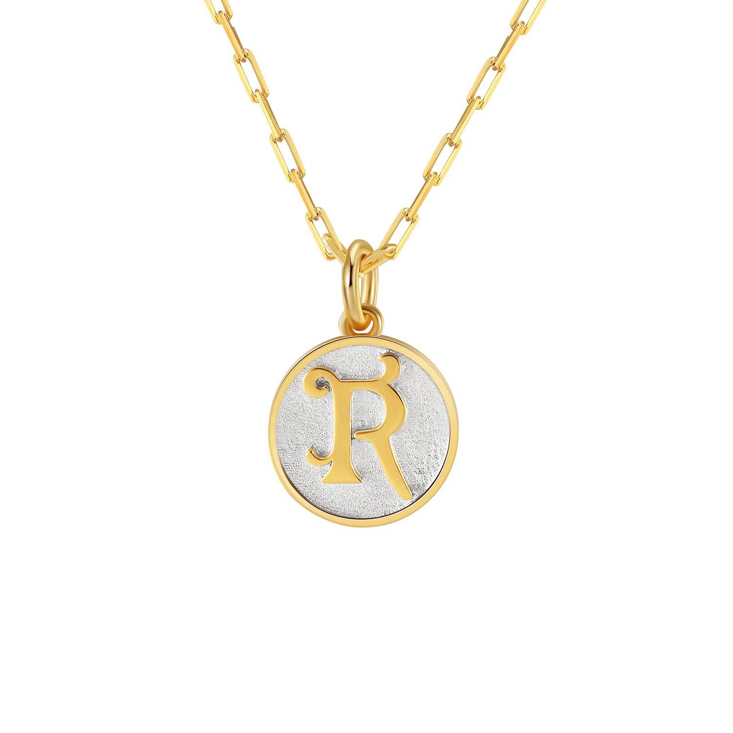 Saints Dainty Fancy R Initial Pendant Necklace