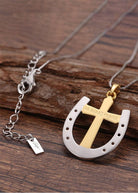 Saints Rider's Prayer Two-Tone Necklace on Silver Chain