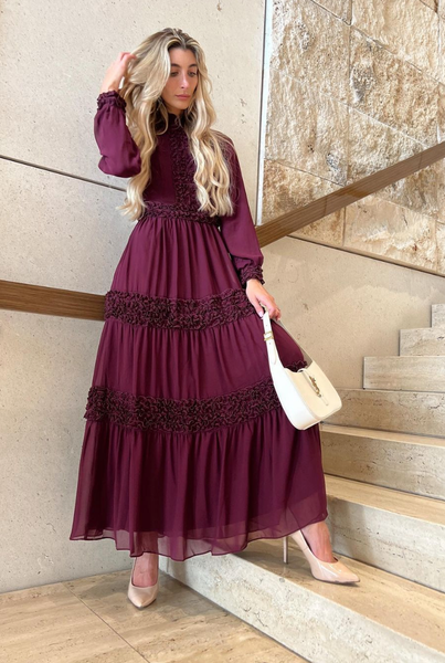 Legally Red Chiffon Maxi Dress 12 / Maroon