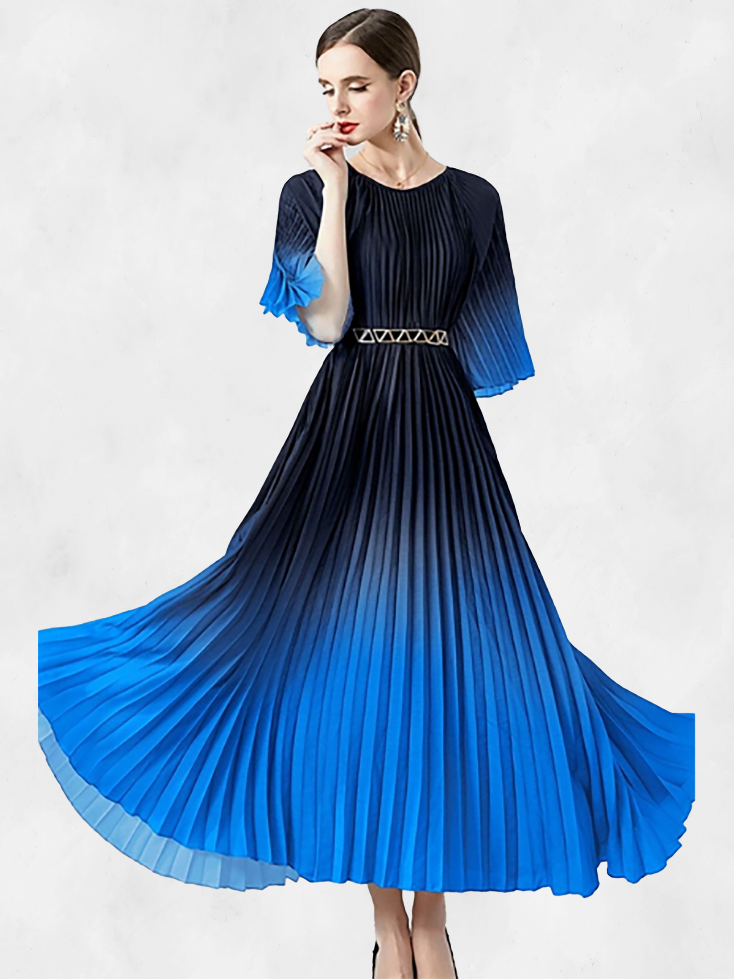 Eterna Oversized Loose Gradient Pleated Long Dress – Shoptiques Eterna Oversized Loose Gradient Pleated Long Dress – Shoptiques