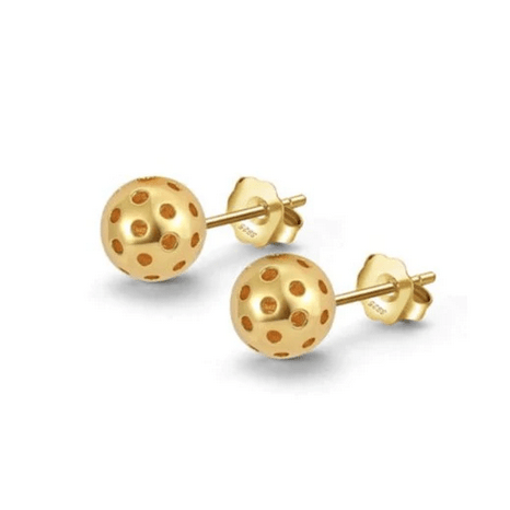 Pickleball Ball Stud Earrings Gold