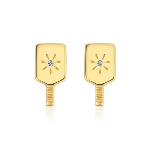 Pickleball Paddle Stud Earrings Gold