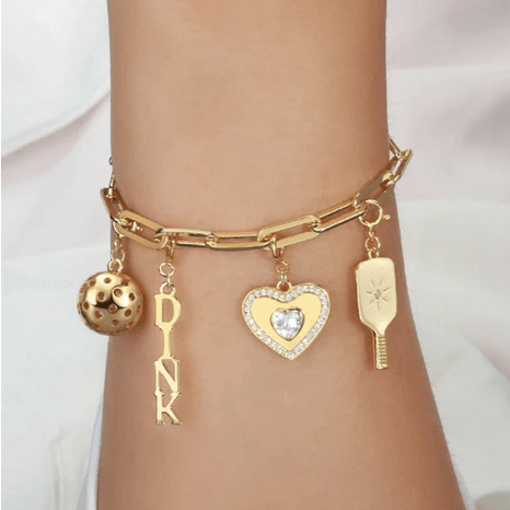 Pickleball Pickle Me Charmed Bracelet Gold