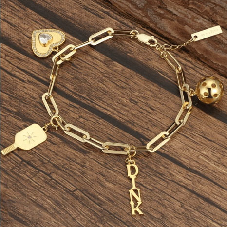 Pickleball Pickle Me Charmed Bracelet Gold