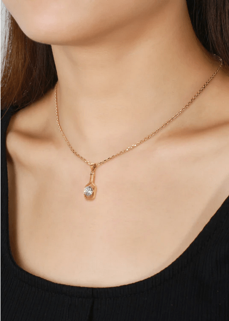 Pickleball Diamond Solitaire Gold Paddle Necklace