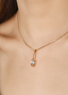 Pickleball Diamond Solitaire FINE Solid 14K Gold Paddle Necklace on model