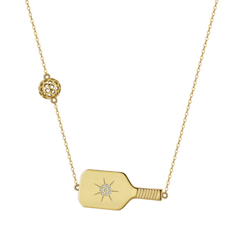 Pickleball The Cross Court Gold Necklace