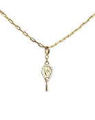 LoveMatch Tennis Racquet Pendant Necklace Gold