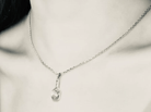 Pickleball Solitaire Paddle and Stone Silver Necklace on model