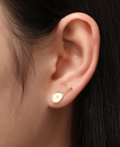 LoveMatch Tennis Racquet Stud Earrings Gold