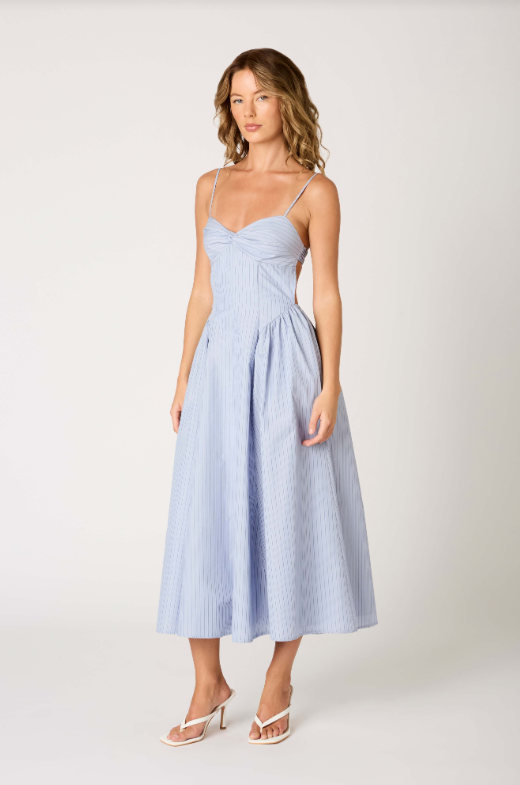 knee length dresses for ladies Del Monte Midi Cotton Dress Slate Blue (L) main image 0