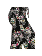 Multicolor Sugar Skull Print Buttery Soft Lounge Pants - Athena's Fashion Boutique
