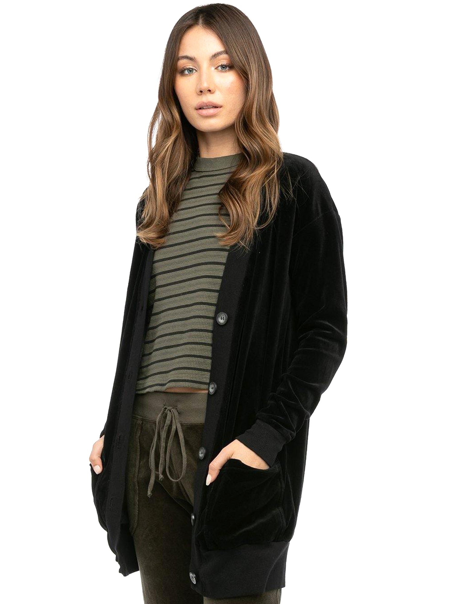 Hard Tail Velour Long Cardigan V-183 – Shoptiques
