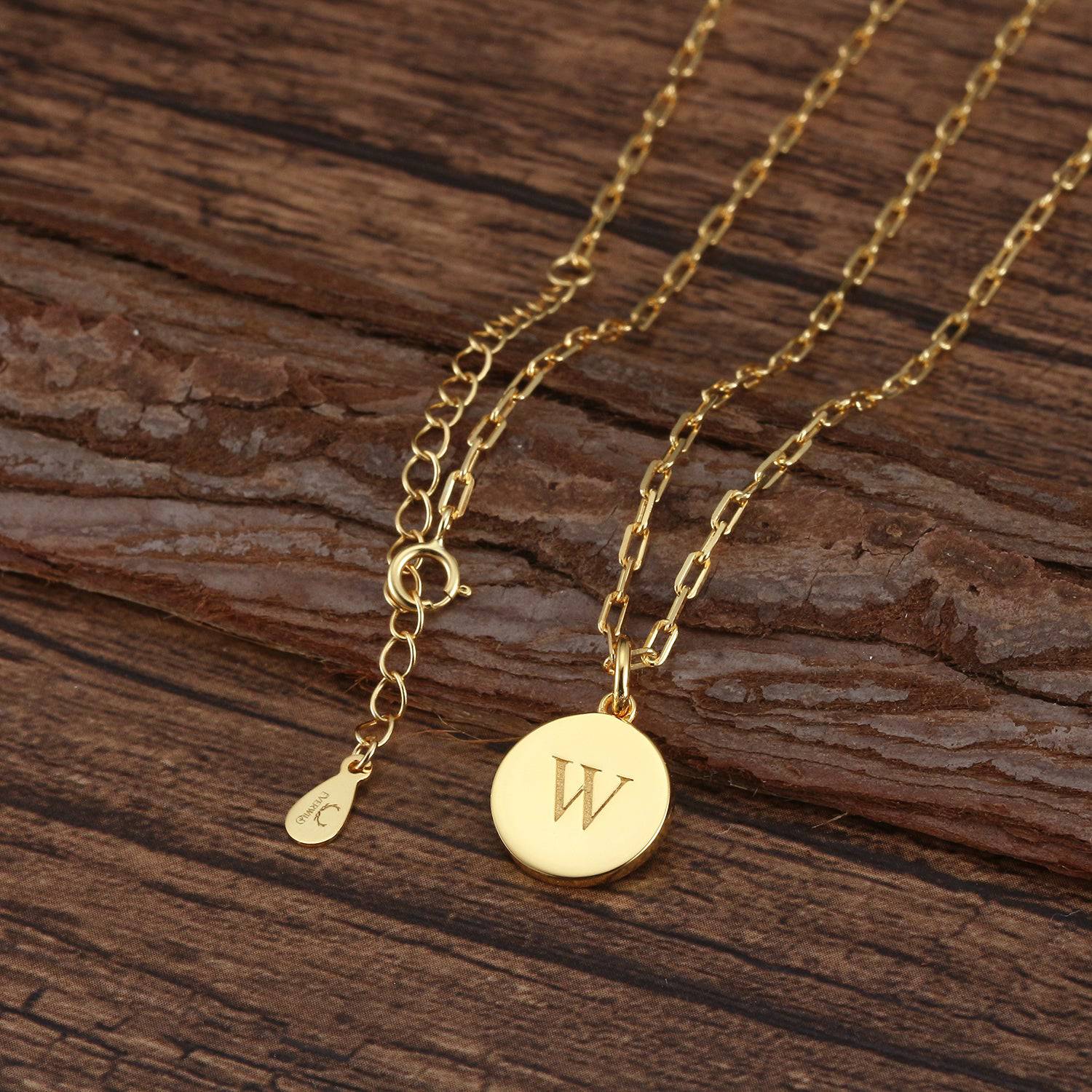 Saints Dainty Fancy W Initial Pendant Necklace