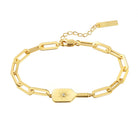 Gold bracelet with a unique pickleball paddle design on a white background