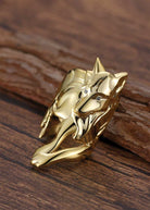 Everwild Courage Wolf Cuff Ring in Gold + Diamonds