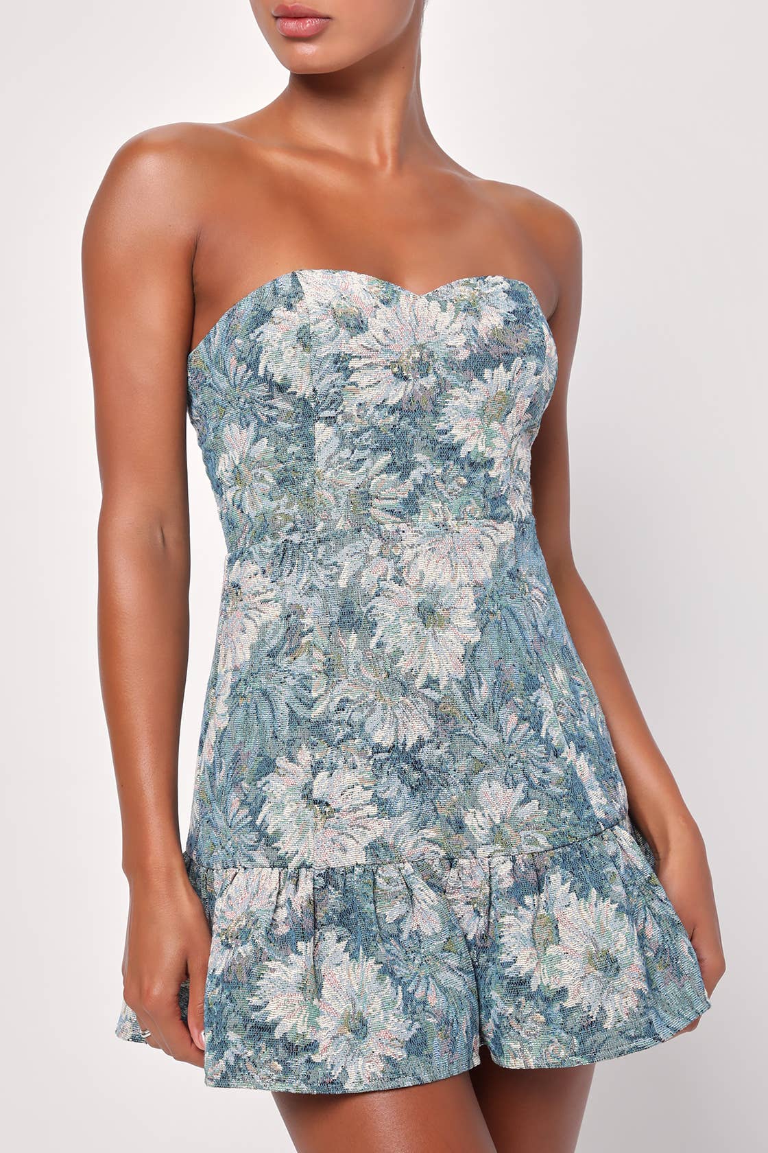 sachin and babi light blue dress Sylvie Dress in Light Blue Floral Brocade main image 1