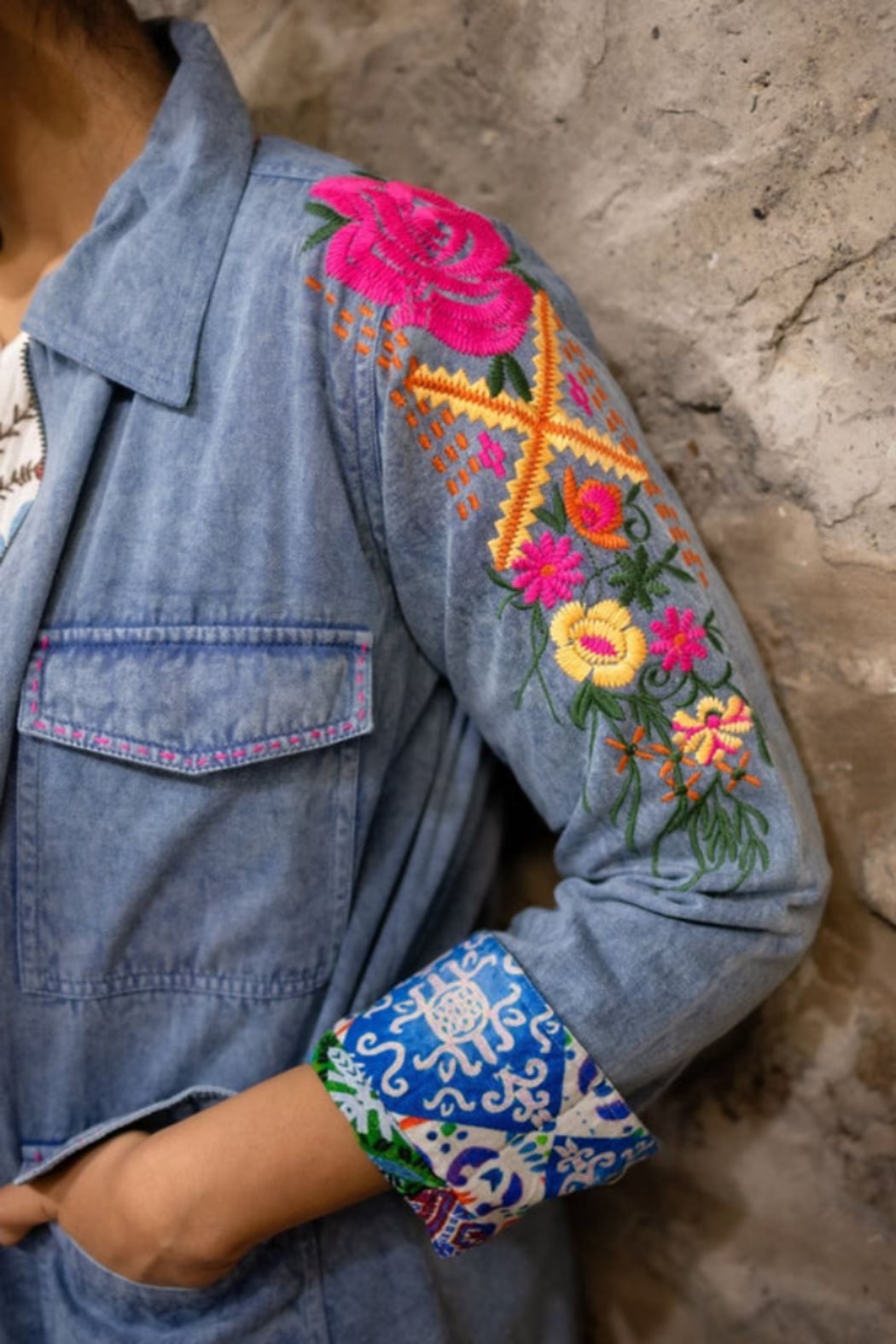 AVANI EMBROIDERED DENIM REVERSIBLE JACKET – Shoptiques